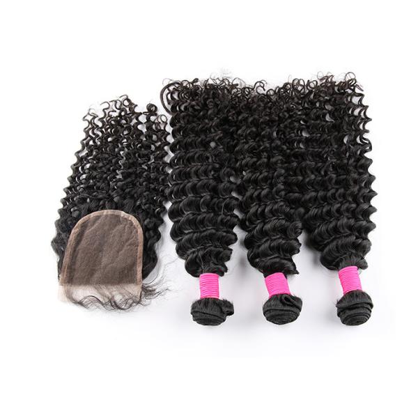 10-30 Inch 360 Frontal Wig Deep Wave With Closure Natural Black 1B#