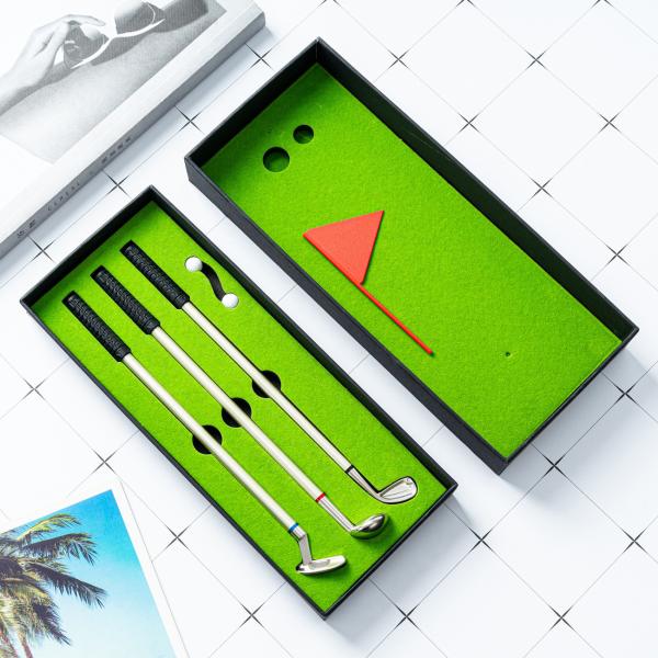Fashion Elegant Golf Promotional Pen Set 0.7mm Metal Ball Pen Functional Stationery