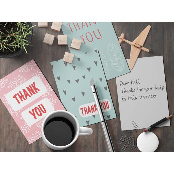 Carte postale en carton papier pour le luxe en vrac Aquarelle feuillage fleur Merci