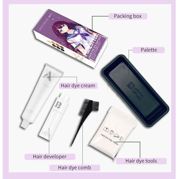 Ensemble de crème colorante capillaire permanente professionnelle sans ammoniaque, OEM, marque propre