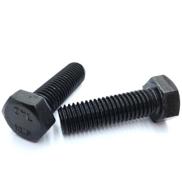 Hex Bolt Carbon Steel Grade 8.8 M10 1/2'' ASTM A193 A194 Black Oxide Coating Heavy-Duty Construction