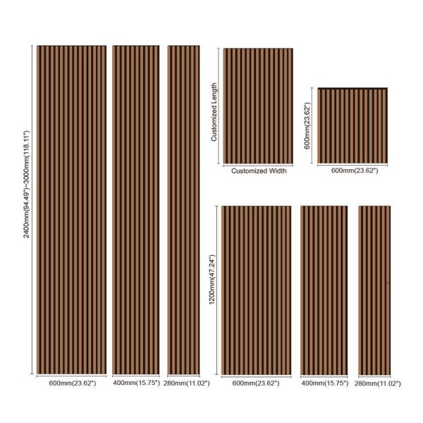 Modern Wood Slat Acoustic Panels for Home Office or Studio Soundproof Decorative Wall Cladding for Interior Design