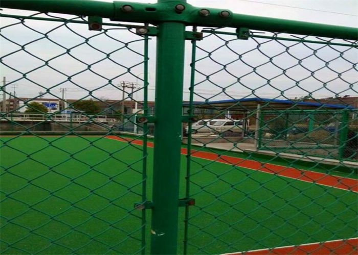 Pvc отверстия диаманта загородки звена цепи 50mm зеленый покрыл для стадиона