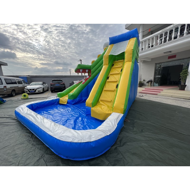 Double Dolphins Inflatable Floating Water Slide durable Large Slide with Water Pool
