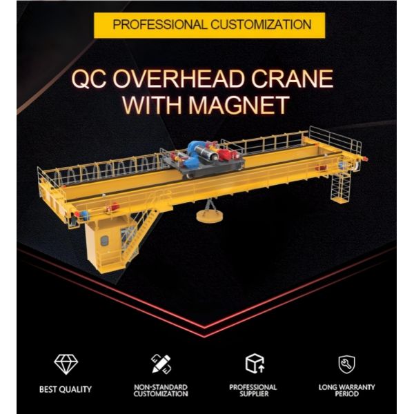 Double Girder Overhead Bridge Crane with QC Type Magnet and 1 Ton to 50 Ton Lifting Capacity and Variable Speed Control
