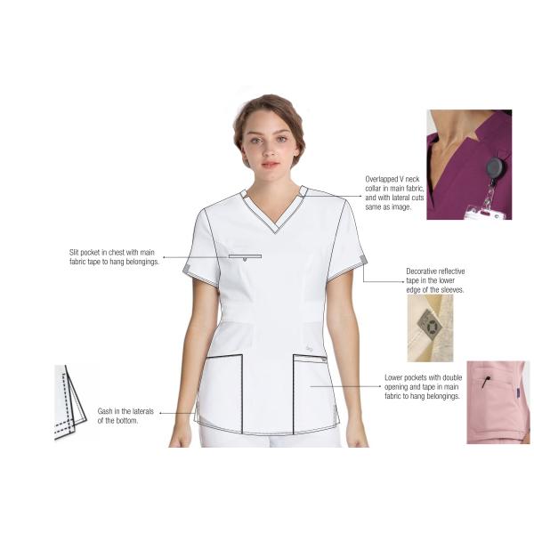 Подгонянное свободное от Морщинк короткой медсестры 42% полиэстер рукава медицинское равномерное противомикробное