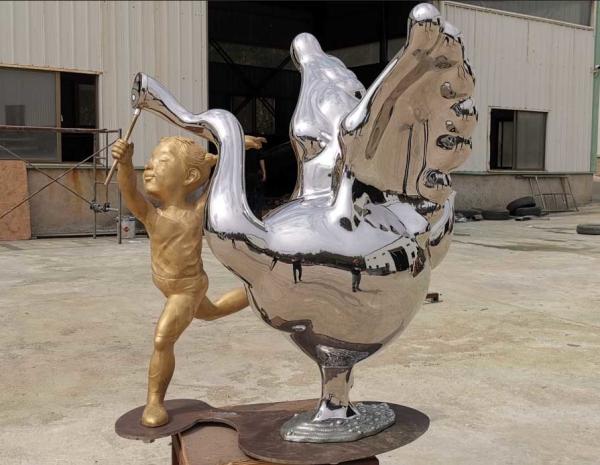 Escultura animal de aço inoxidável decorativa pública das estátuas exteriores contemporâneas do metal