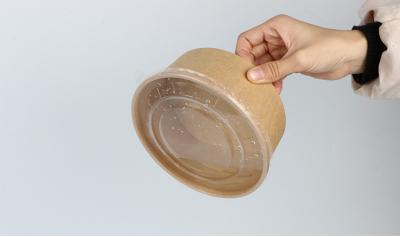bacias de papel compostable da única parede de 750ml Kraft grandes com tampa