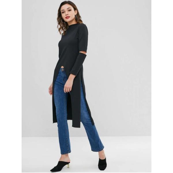 High Low Slit Custom Longline T Shirt For Women