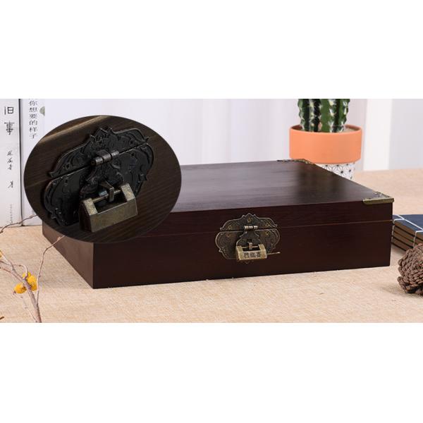Customized Logo Acceptable Vintage Style Wooden Jewelry Gift Box with Lock and Key