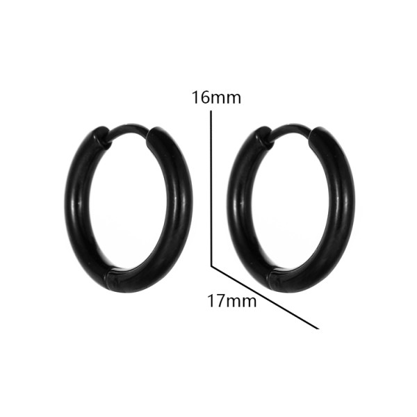 16mm Gun Black Plated Huggie Wholesale Stainless Steel Huggie Hoop Earrings