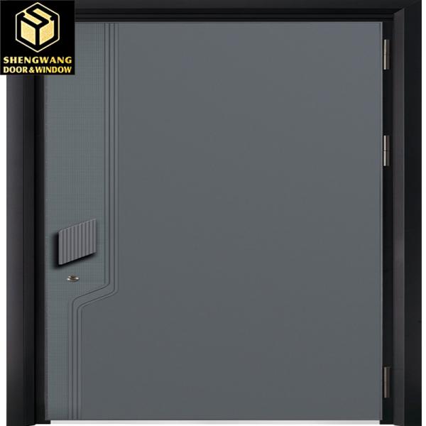 Black Powder Door Stainless Steel Entry Door Heat Transfer Print 2.0mm Solid Metal Exterior Doors