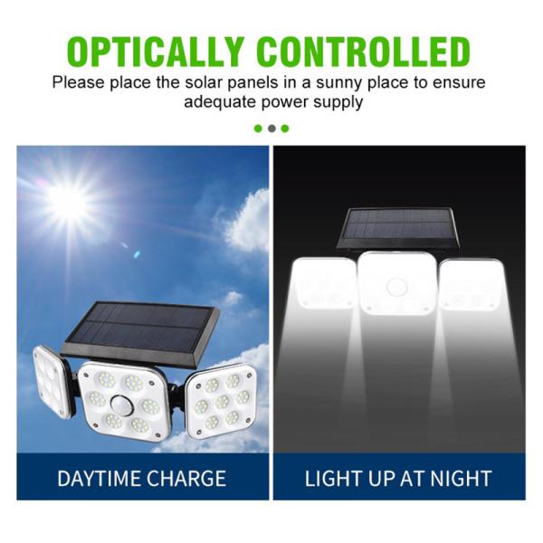 Warm White 3500K 138COB Solar Motion Sensor Wall Light For Street