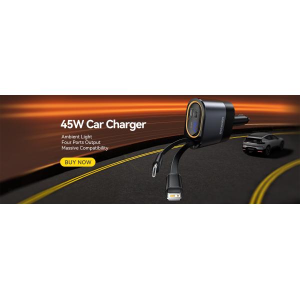 ESSAGER SHE-6001 45W PD 30W Car Charger with Fast USB C Lighting Cable Aluminium Alloy PC Material