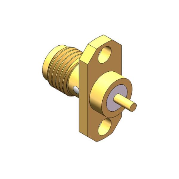 Conector coaxial chapeado ouro SMA fêmea do RF da montagem de bronze da flange