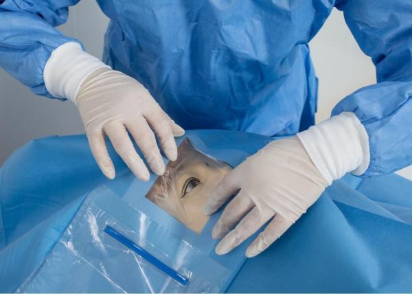 90x90cm 120x120cm Disposable Eye Drape Fenestration With Surgical Film