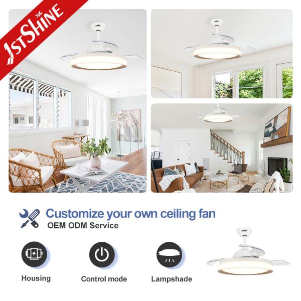 DC Motor Type LED Ceiling Fan with Folding Clear Blades 42 Inch Space Saving Design