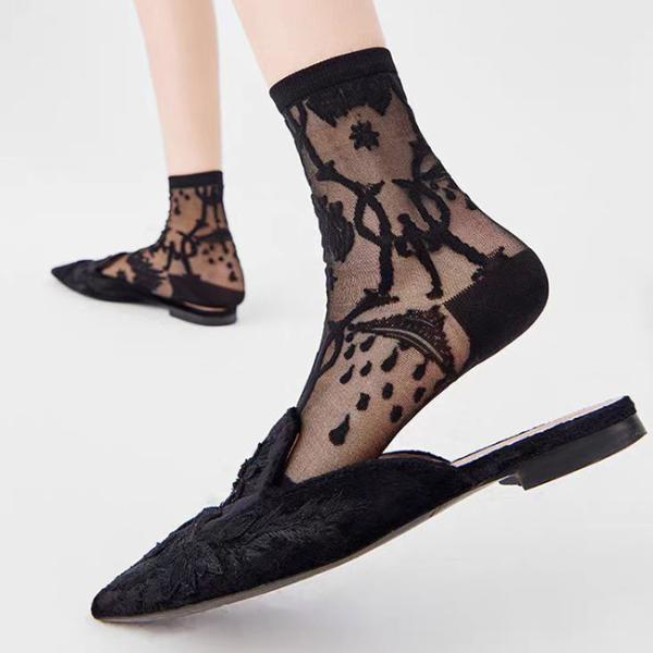 Summer Thin Custom Women Socks Transparent Glass Mesh Jacquard Crystal Silk Socks