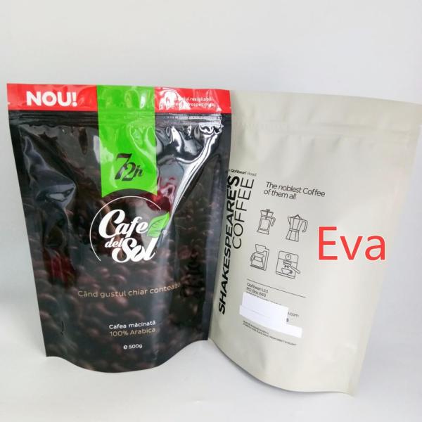 Серебряные пластиковые стоят вверх сумки 500г мешка нетоксические для упаковки порошка чая кофе