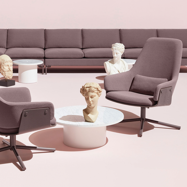 Blu Dot Lock Fiberglass Lounge Chair With With High Back And Surprising Mix Of Materials