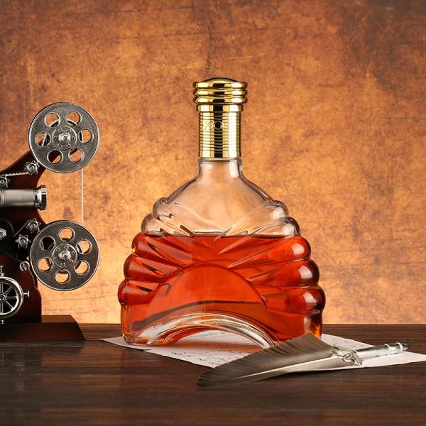 Embalagem personalizada de logotipo 750ml Garrafas de vidro vazias de brandy e uísque com fabricação de cortiça