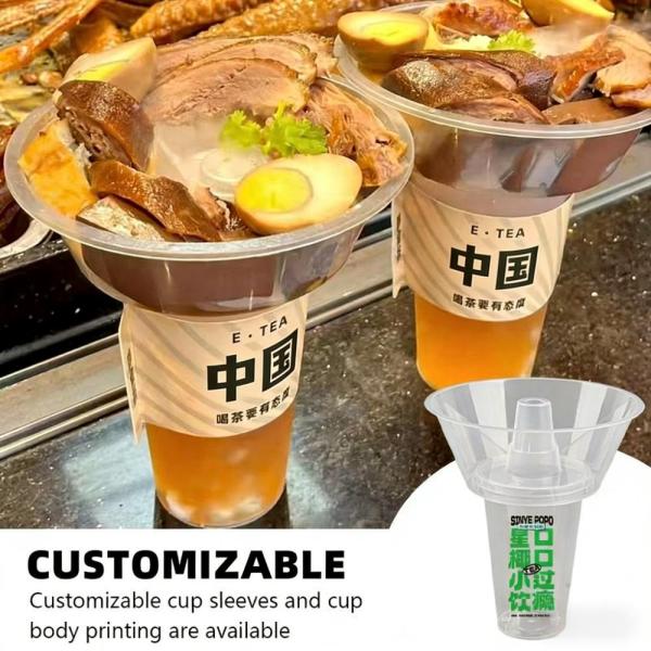 Food Grade All-in-One Disposable Plastic Cups With Bowl for Snack Beverage