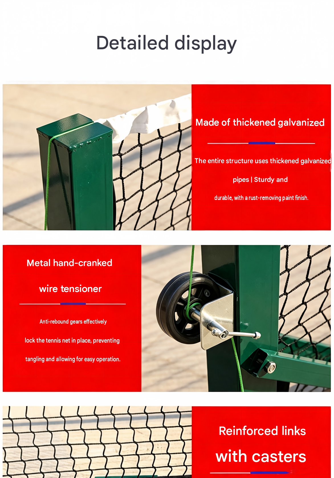 Tournament-Grade Trendy 6.7m Pickleball Net Set Post Aluminum Alloy Customized Color Professional All Seasons Outdoor