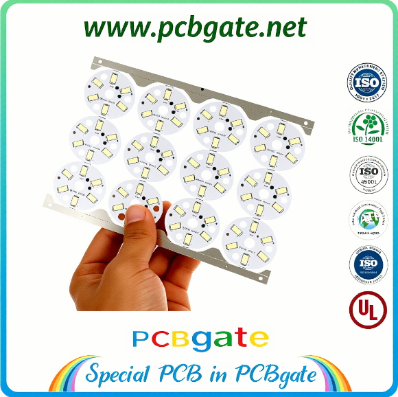 High Thermal Conductivity Aluminum PCB with Panelized Design and Standard Round Layout for LED Lighting