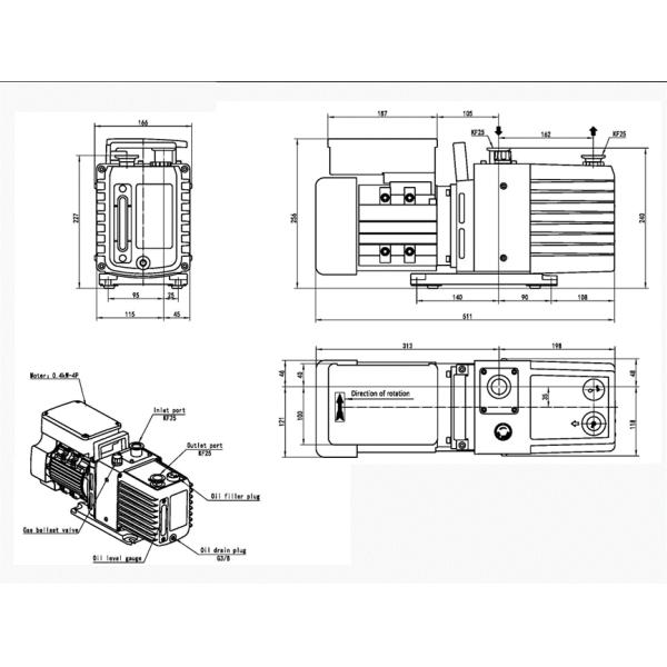 Размер вакуумного насоса одиночной фазы ДРВ10 смазанный маслом компактный малошумный