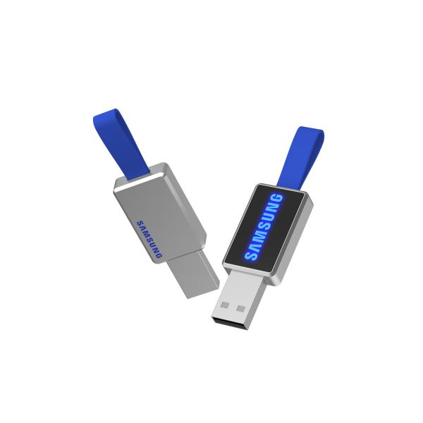 Логотип ручки 2,0 памяти Usb металла гравируя со светом СИД при чтении на компьютере