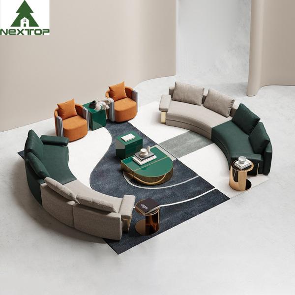 High End Hotel Lobby Furniture Reception Combination Sofa Set Leather Curved