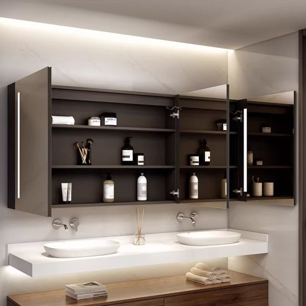 Custom-Size Modern Bathroom Medicine Cabinet Smart Multi-Function Toilet Mirror Touch Sensor Switch Water Apartment Villa