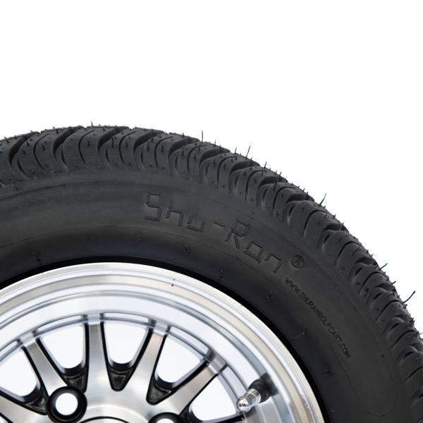10'' Golf Cart Rim And 205/50-10 DOT Street Tire Assembly - Machined/Glossy Black