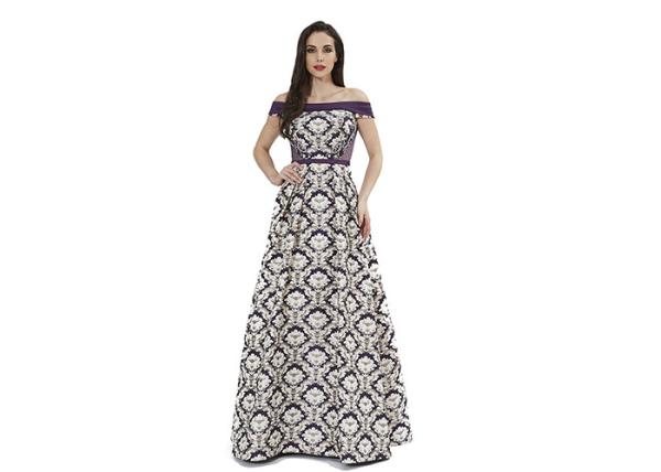 Nice Pattern Off The Shoulder Evening Dresses For Women / Boat Neck Prom Dress