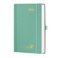 Poche quotidienne de papier de programme de personnalisation vert clair hebdomadaire du planificateur 2023 de livre à couverture dure