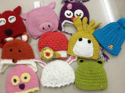 Mixed Colors Kids Cable Knit Pom Pom Beanie Hand Printing / Embr Printing Method