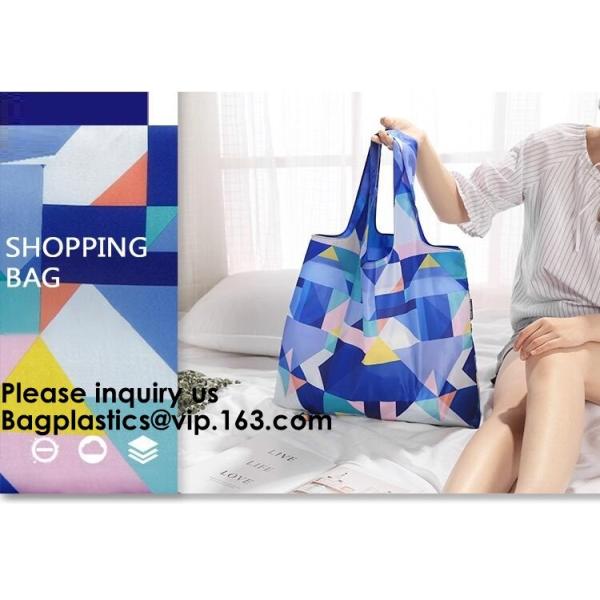 Promotional Reusable Custom Design Colorful Polyester Folding Tote Shopping Bag,Portable Recycled Polyester Nylon Reusab