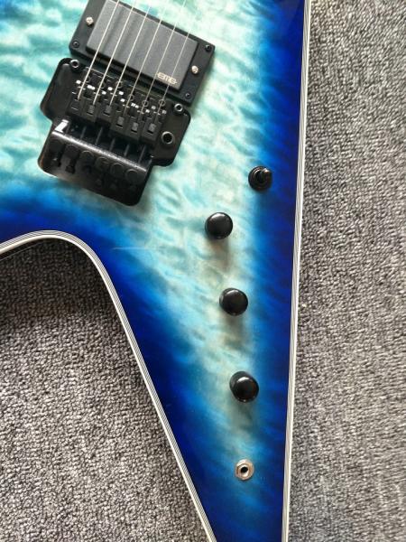 2017 custom kinds colors alien flying v guitar free shipping blueburst color ebony fretboard flying v electric guitar