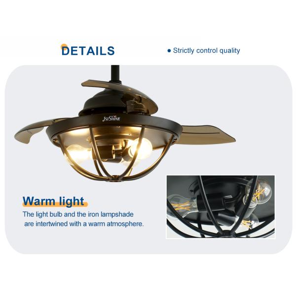 Luz de ventilador de teto retrátil de 36 polegadas com controle remoto e design economizador de espaço