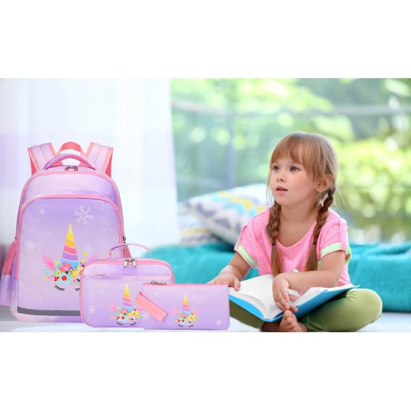 Children Backpack Girl'S Unicorn Backpack With Lunch Bag Pencil Case Set Backpack