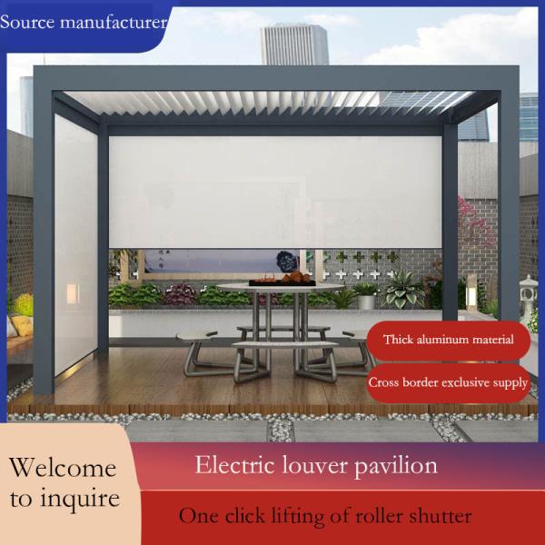 Outdoor Garden Villa Courtyard Pavilion with Louver Turning Aluminum Alloy Veneer Roof Pergola