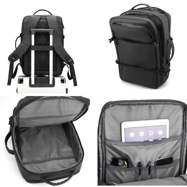 Logo personnalisable Bleu Noir Anti-vol Résistant à l'eau en nylon Portable à dos pour les voyages d'affaires Capacité de 20 à 39 litres