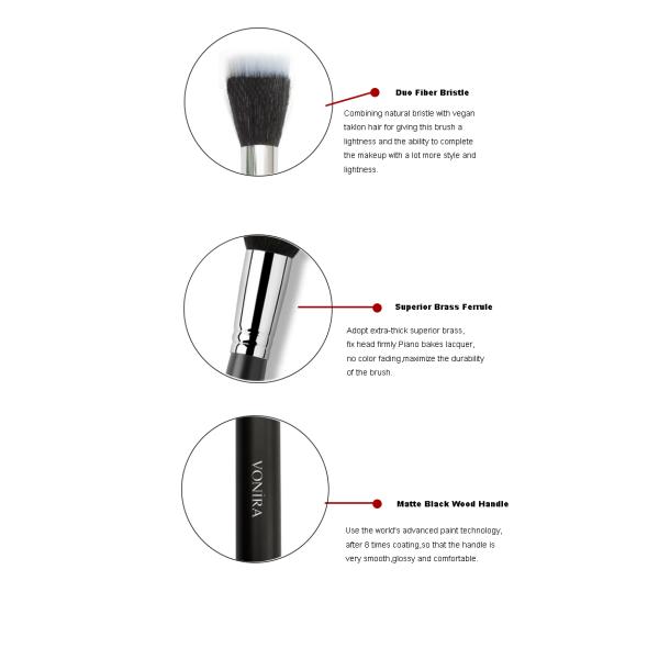 Cepillo del maquillaje de la cara de la fibra del dúo con el pelo y el vegano naturales de alta calidad Taklon de la cabra