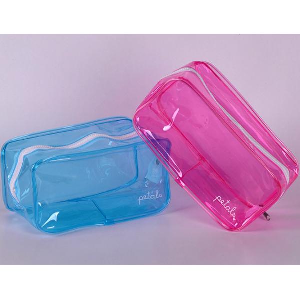 sac cosmétique EN71 de maquillage transparent de tirette de sachet en matière