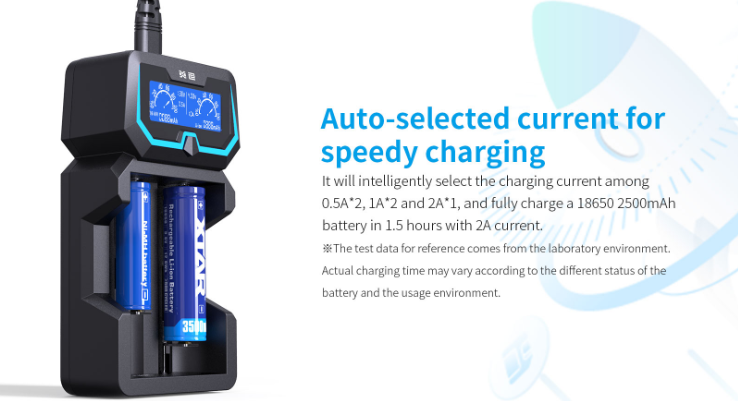 X2 Li Ion Battery Chargers 2 Bay 21700 NiMH Batteries Smart Battery Charger