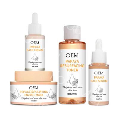 Acne Whitening Facial Skincare Set Cleanser Toner And Moisturizer With Papaya Extract Whitening
