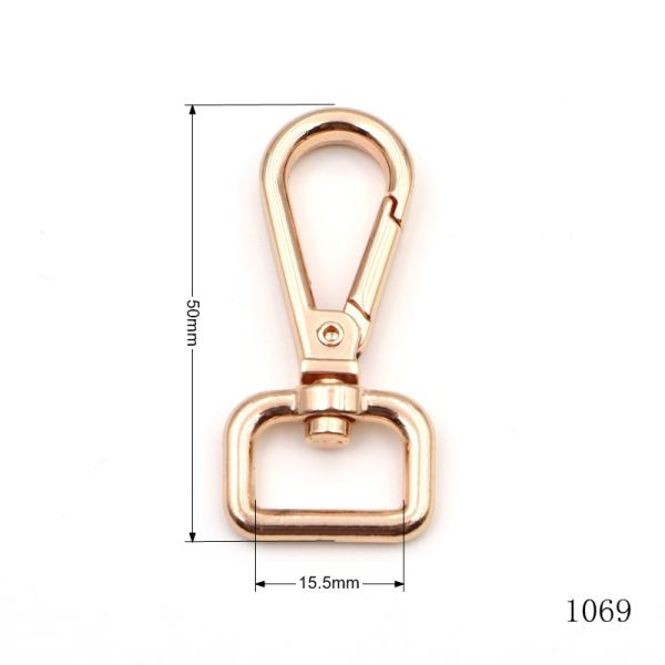 Rose Gold Plating Bag Snap Clasp 15.5mm Snap Hook For Bag Hardware