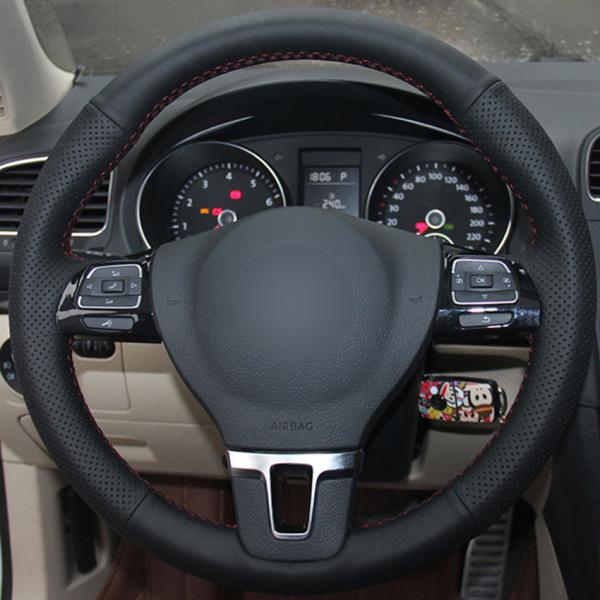 Handmade Leather Steering Wheel Cover for Volkswagen VW Amarok Tiguan Passat B7 CC Touran Jetta Mk6 Caddy EOS