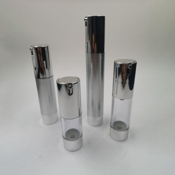 Pearly 10ml 15ml 20ml 30ml silver plastic cap-less round slide nozzle cosmetic manufacturer lotion airless pump bottle