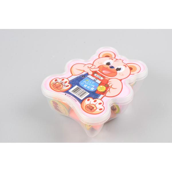 Bear Shape Custom Printed Plastic Boxes Eye Catching Design Ribbon Handle